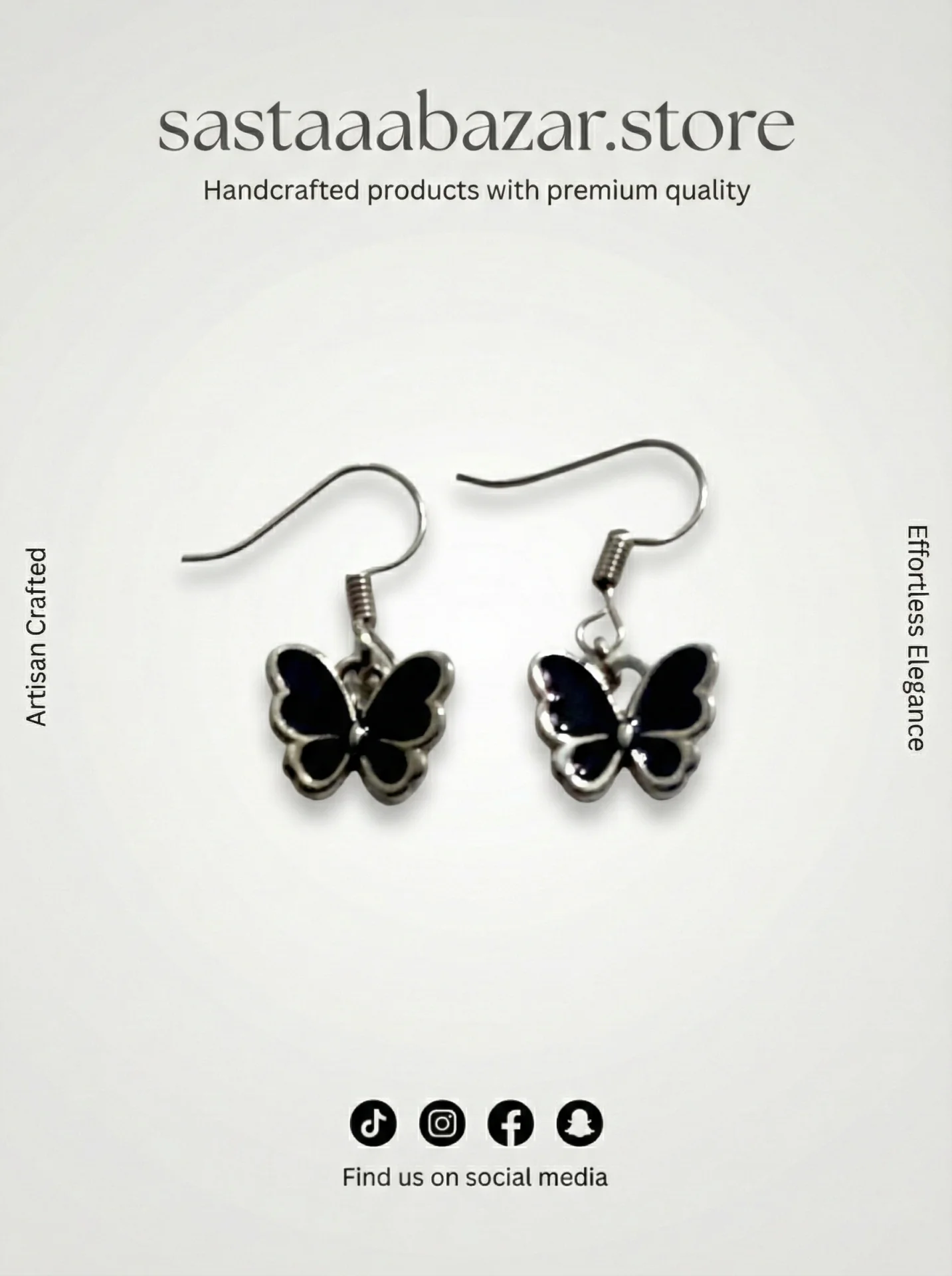 Black Enamel Butterfly Earrings